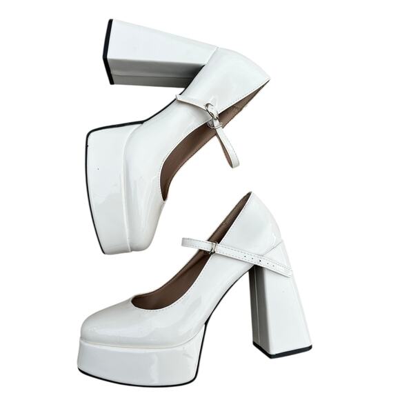 Rave festival platform heels 8.5 white gogo disco costume 1960s sexy outfit bold - Picture 1 of 4